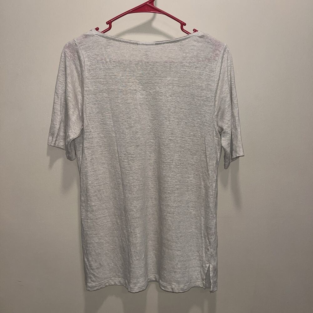 J Jill Women's Love Linen Beige Short Sleeve Shirt S Earthy Granola Girl Rustic - Picture 5 of 12